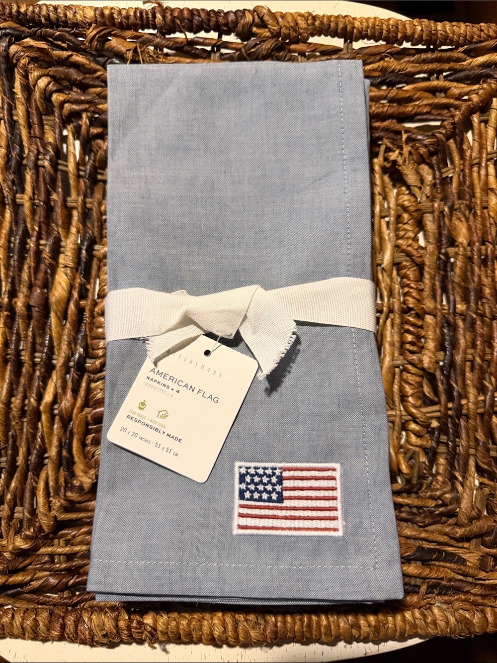 Pottery Barn American Flag 🇺🇸 Set Of 4 Napkins BNWT